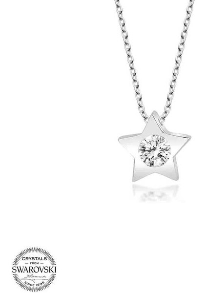 Swarovski Taşlı Gümüş Yıldız Bayan Kolye