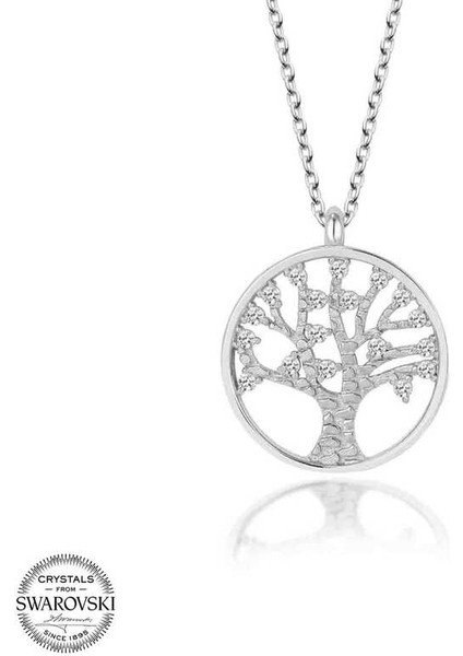 Swarovski Taşlı Gümüş Hayat Ağacı Bayan Kolye