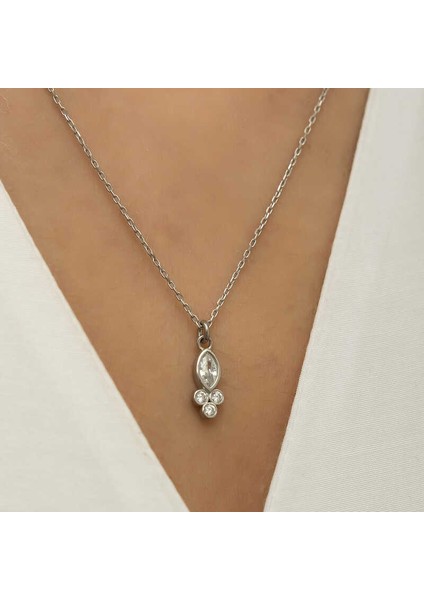 Gümüş Çiğ Damlası Tektaş Bayan Kolye indirimleri