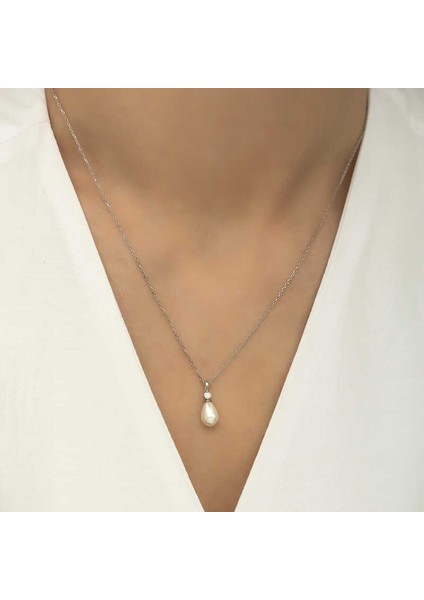 Gümüş Damla Inci Bayan Kolye modelleri