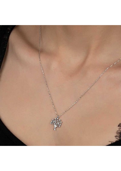 Swarovski Taşlı Gümüş Hayat Ağacı Bayan Kolye modelleri
