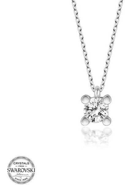 Swarovski Taşlı Gümüş Tektaş Bayan Kolye fiyatları