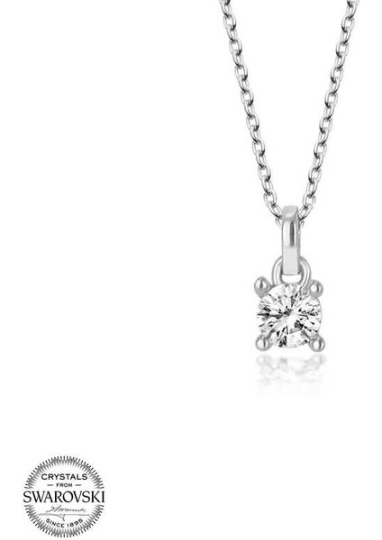 Swarovski Taşlı Gümüş Tektaş Bayan Kolye fiyatları