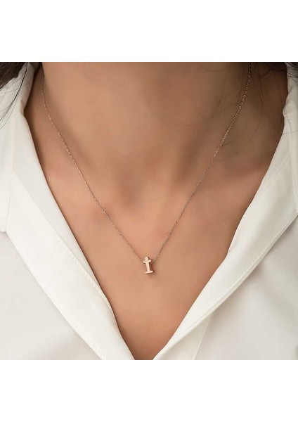 Gümüş Rose 3 Boyutlu I Harf Bayan Kolye modelleri
