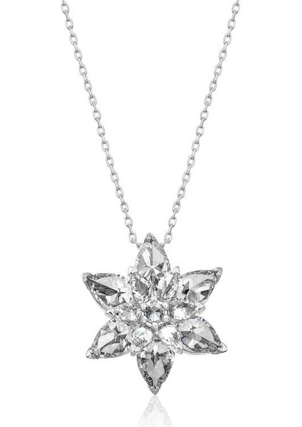 Gümüş Beyaz Lotus Çiçeği Bayan Kolye