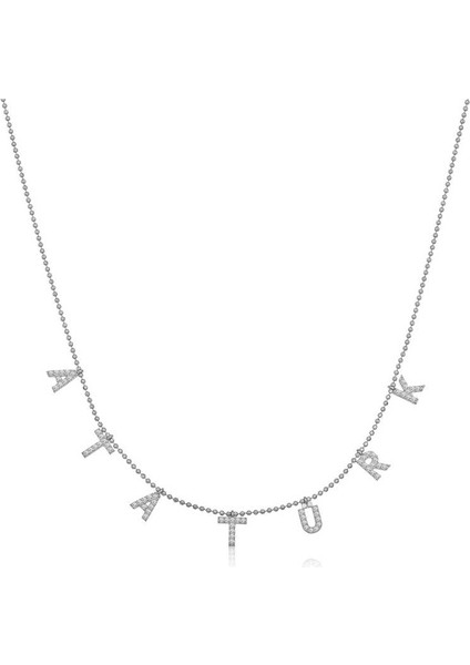 Gümüş Atatürk Yazılı Bayan Kolye fiyatları