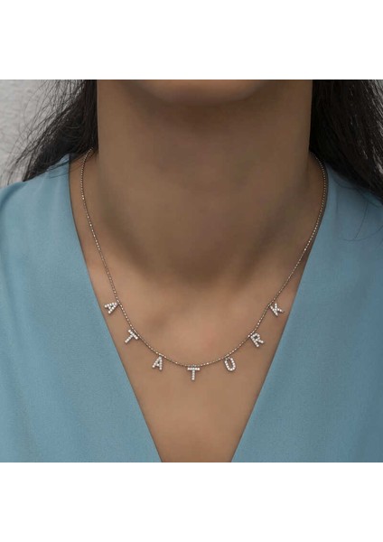 Gümüş Atatürk Yazılı Bayan Kolye modelleri