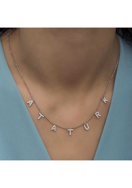 Gümüş Atatürk Yazılı Bayan Kolye fırsatları