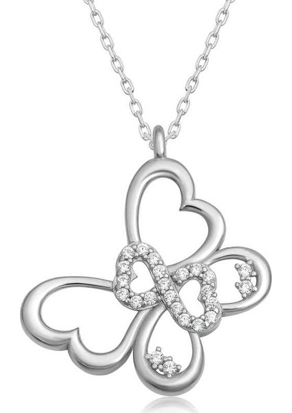 Gümüş Sonsuzluk Kelebek Kadın Kolye