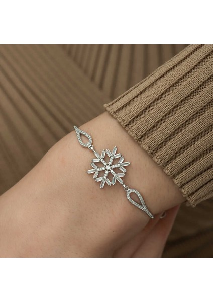 ​gümüş Baget Taşlı Kar Tanesi Bileklik