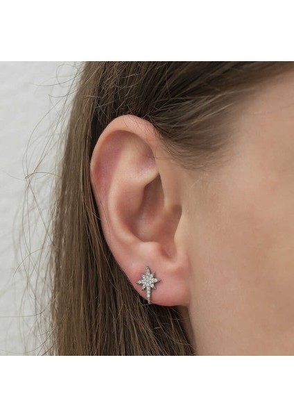 Gümüş Kutup Yıldızı Küpe modelleri