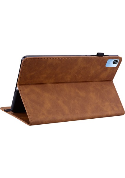 Realme Pad x Brown Için Fermuar Deri Kasa (Yurt Dışından)