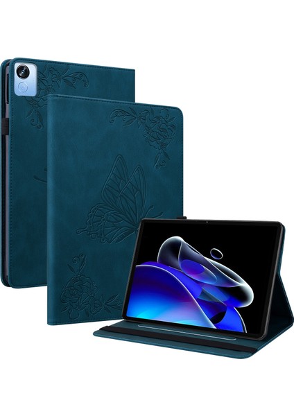 Realme Pad Için Kelebek Çiçek Pu Kılıfı x Mavi (Yurt Dışından)