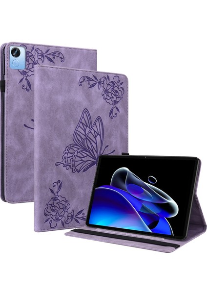 Realme Pad Için Kelebek Çiçek Pu Kılıfı x Mor (Yurt Dışından)