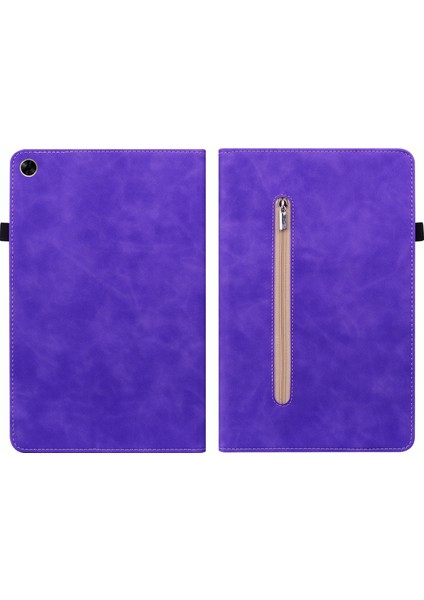 Oppo Realme Pad Için Fermuar Deri Kılıf 10.4 Mor (Yurt Dışından)
