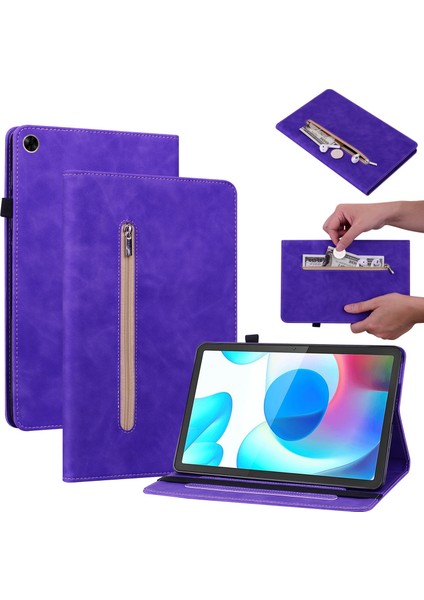 Oppo Realme Pad Için Fermuar Deri Kılıf 10.4 Mor (Yurt Dışından) fiyatları