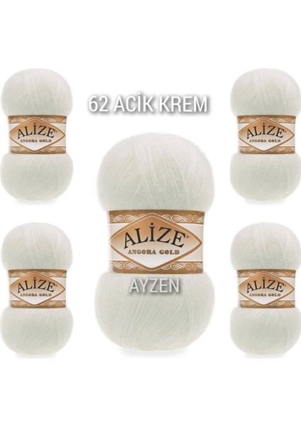 Ayzen Home Alıze Angora Gold 5 Li Paket El Örgü Ipi (100GR x 5 Adet)