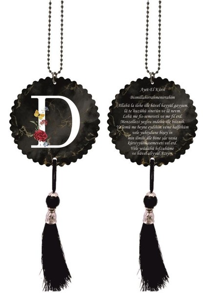 D Harfli ve Ayetel Kürsili Dikiz Ayna Süsü