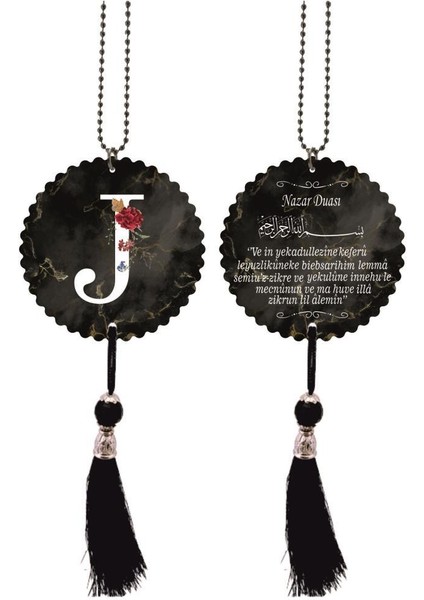 J Harfli ve Nazar Ayetli Dikiz Ayna Süsü