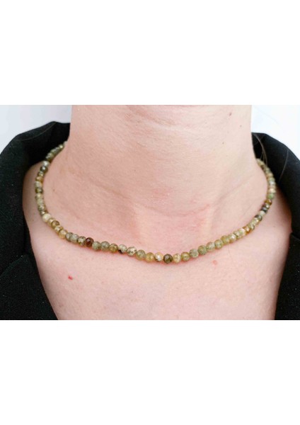 Yeşil Garnet Kolye 4 mm Faset Kesim