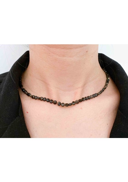 Obsidyen Kolye 4 mm Tımbıl