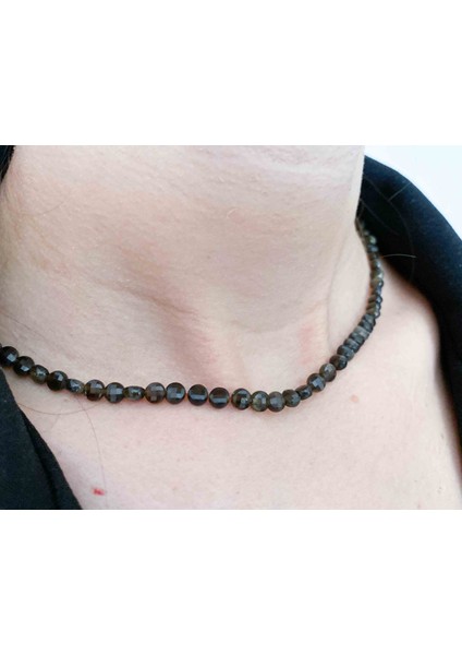 Obsidyen Kolye 4 mm Tımbıl