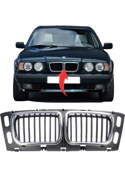 Bmw 5 Serisi E34 Ön Panjur Orta Krom Çerçeveli 1994-1996 51138148727