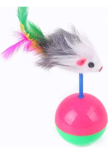 Kedi Oyun Topu Tüylü Fareli Hacı Yatmaz Eğitici Yavru Kedi Fare Kovalama Oyuncağı fiyatları