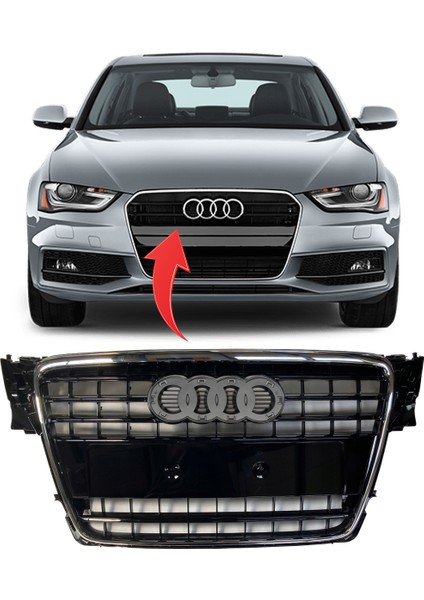 Audi A4 Ön Panjur Kromlu Piano Black 2013-2015 8K0853651A