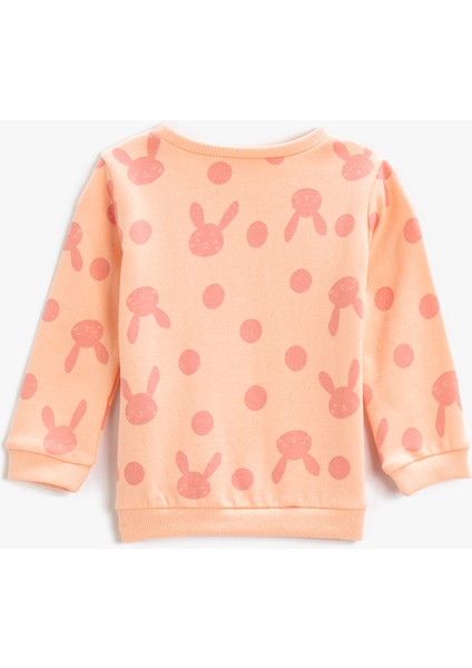 Puantiyeli Sweatshirt Bisiklet Yaka Uzun Kollu Pamuklu fiyatları