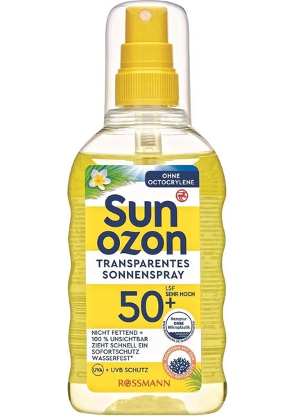 Sunozon Güneş Spreyi Spf 50+ Transparan 200 ml