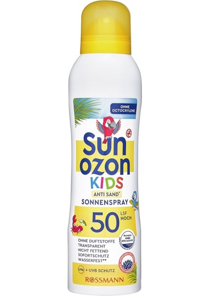 Sunozon Güneş Spreyi Çocuklar Için SPF50 Antisand (Kum Tutmayan) Formül 200 ml