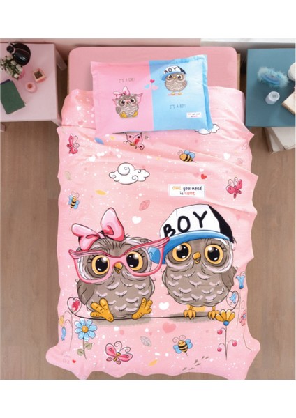 Puhu Pembe Pamuklu 160X240 Tek Kişilik Genç Pike