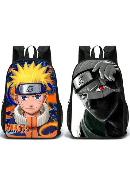 Karikatür Naruto Çift Taraflı Ilkokul Çantası - Siyah/turuncu (Yurt Dışından)