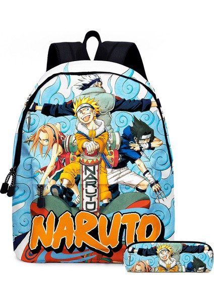 Karikatür Naruto Kalem Kutulu Ilkokul Çantası - Açık Mavi (Yurt Dışından)