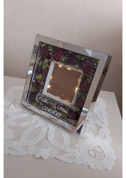 25X25 cm Gümüş Kaplı Çerçeve! Ayna Fotoğraf Çerçevesi!