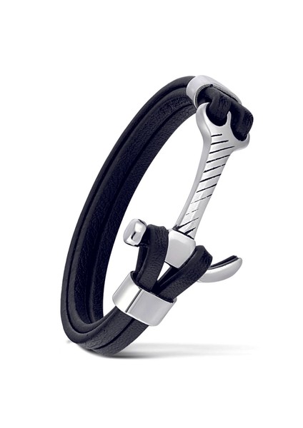 Erkek Çelik Çekiç Keser Figürlü Deri Bileklik