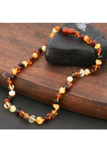 Bebek Damla Kehribar 925 Ayar Gümüş Kolye