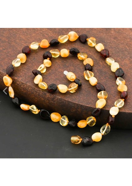 Bebek Damla Kehribar 925 Ayar Gümüş Kolye