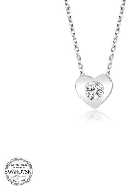 Swarovski Taşlı Kalp 925 Ayar Gümüş Kolye