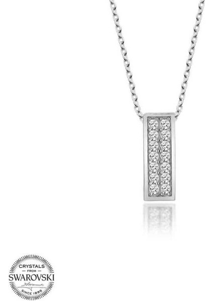 Swarovski Taşlı Sıra Taş 925 Ayar Gümüş Kolye