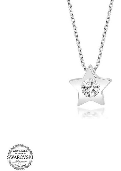 Swarovski Taşlı Yıldız 925 Ayar Gümüş Kolye