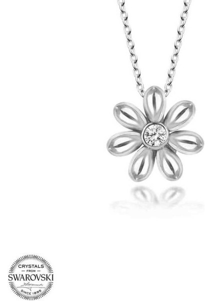 Swarovski Taşlı Papatya 925 Ayar Gümüş Kolye