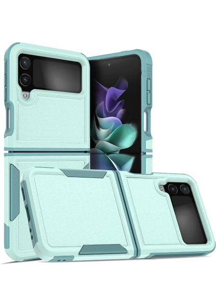 Samsung Galaxy Z Filp4 5g Için Zırh Telefon Kılıfı - Turkuaz (Yurt Dışından)