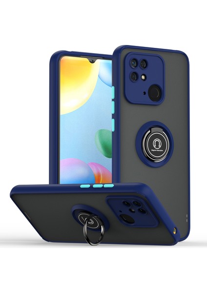 Xiaomi Redmi 10C Için Yüzük Standlı Telefon Kılıfı - Koyu Mavi (Yurt Dışından)