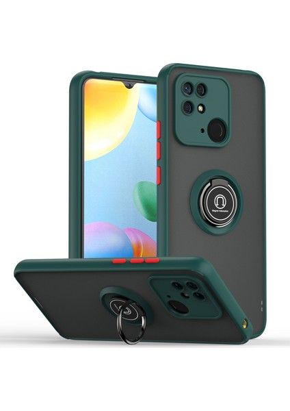 Xiaomi Redmi 10C Için Yüzük Standlı Telefon Kılıfı - Yeşil/sarıcu (Yurt Dışından)