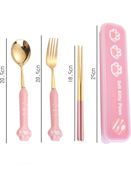 3'ü 1 Arada Taşınabilir Piknik Kedi Pençesi Çatal Kaşık Set - Pembe (Yurt Dışından) fiyatları