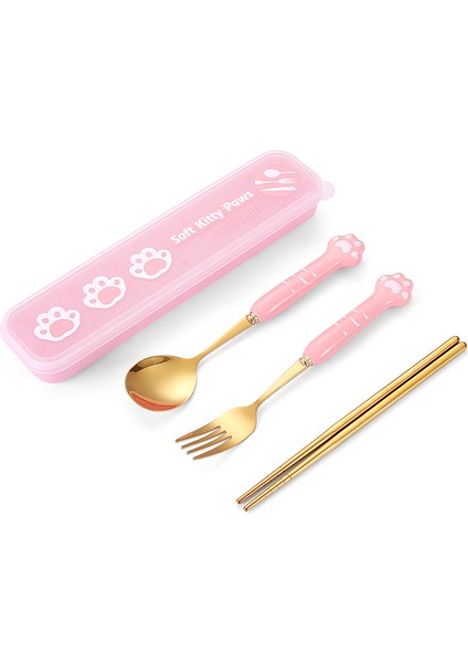 3'ü 1 Arada Taşınabilir Piknik Kedi Pençesi Çatal Kaşık Set - Pembe (Yurt Dışından) modelleri