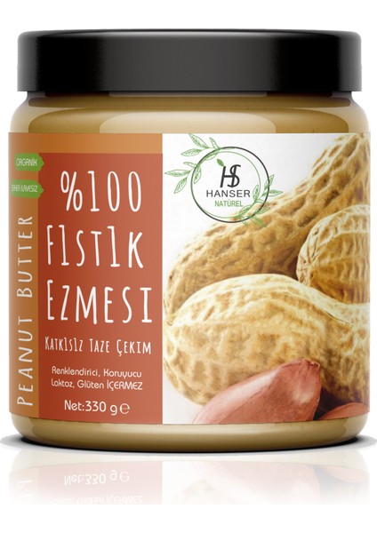 Natürel %100 Yer Fıstığı Ezmesi 330GR Şekersiz, Katkısız, Taze Çekim