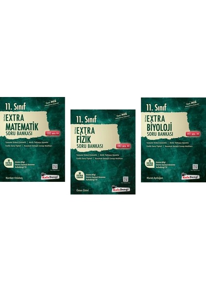 11.Sınıf Matematik + Fizik + Biyoloji Extra Soru Seti 3 Kitap